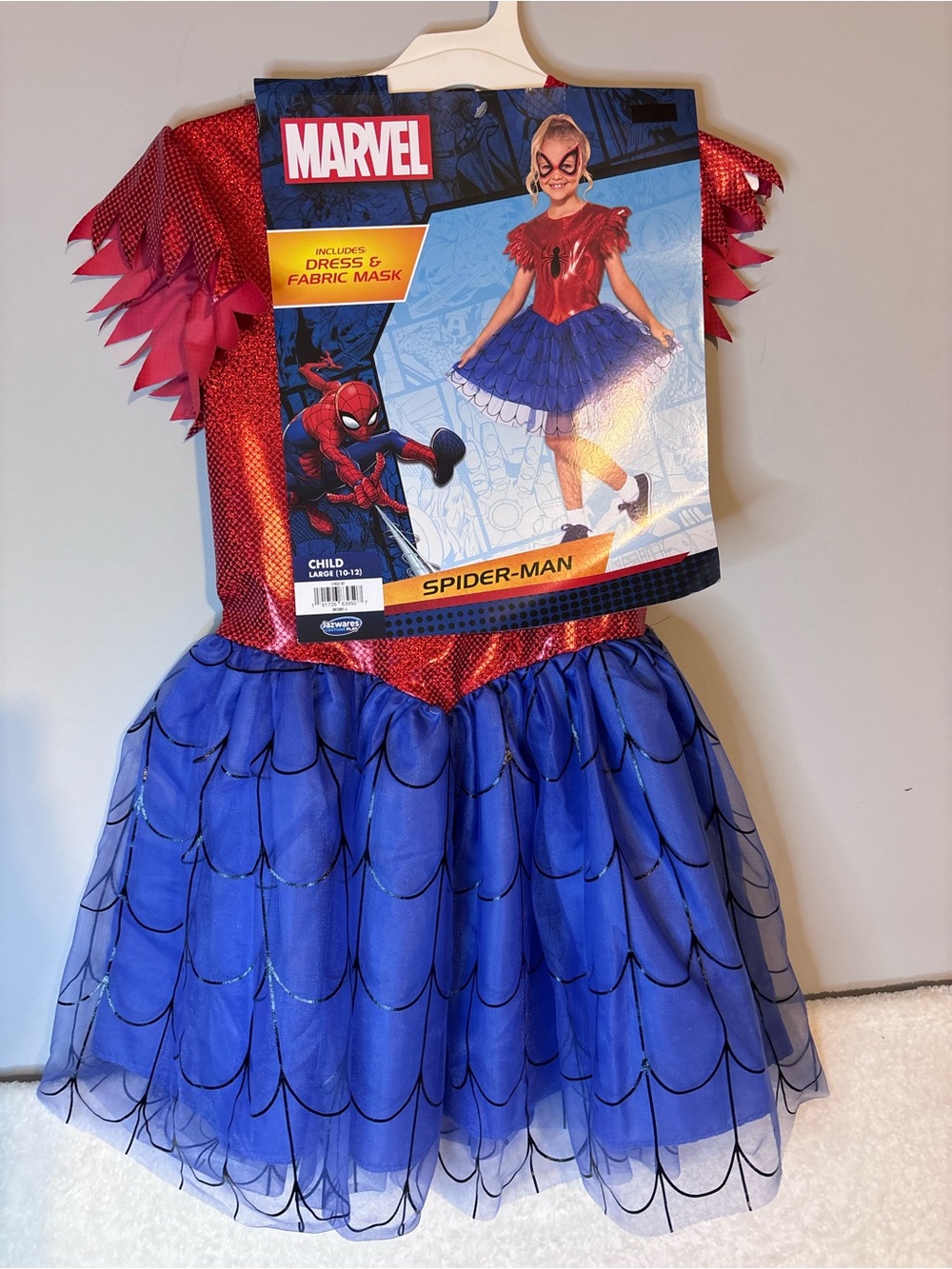 NWT Marvel Spider-Man Girls' Blue and Red Dress Costume Halloween Costume Sz 10